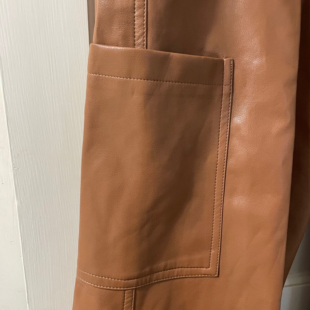 Sans Souci Faux leather High waist wide leg  pants Brown size S NWOT - Picture 5 of 11